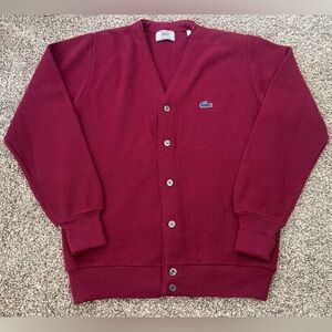Women’s Vintage IZOD Lacoste Union Made Cardigan Sweater Wine Burgundy Size M